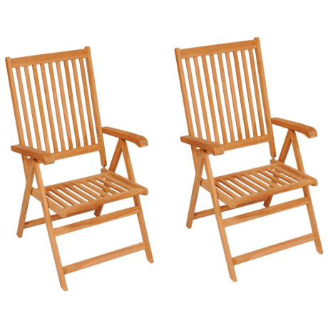 vidaXL Tuinstoelen 2 st met crèmekleurige kussens massief teakhout afbeelding2 - 1