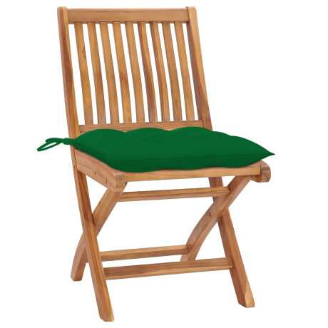 vidaXL Tuinstoelen 2 st met groene kussens massief teakhout afbeelding2 - 1