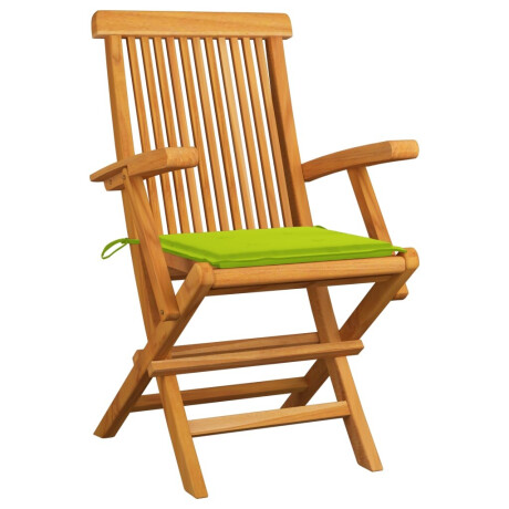 vidaXL Tuinstoelen 2 st met heldergroene kussens massief teakhout afbeelding2 - 1