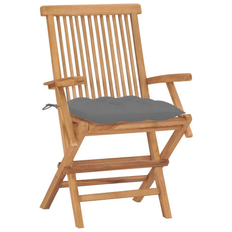 vidaXL Tuinstoelen 2 st met grijze kussens massief teakhout afbeelding2 - 1