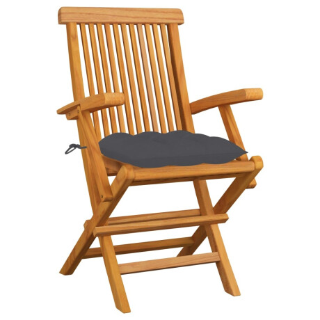 vidaXL Tuinstoelen 3 st met antracietkleurige kussens massief teakhout afbeelding2 - 1