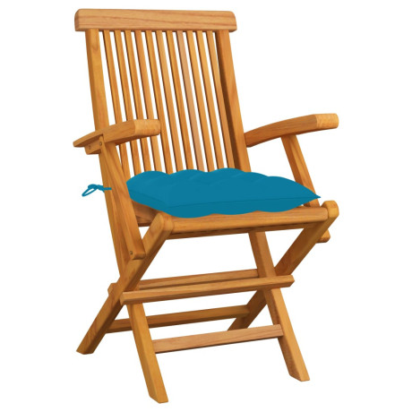 vidaXL Tuinstoelen 6 st met lichtblauwe kussens massief teakhout afbeelding2 - 1