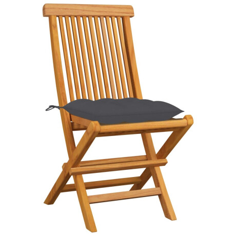 vidaXL Tuinstoelen 4 st met antracietkleurige kussens massief teakhout afbeelding2 - 1