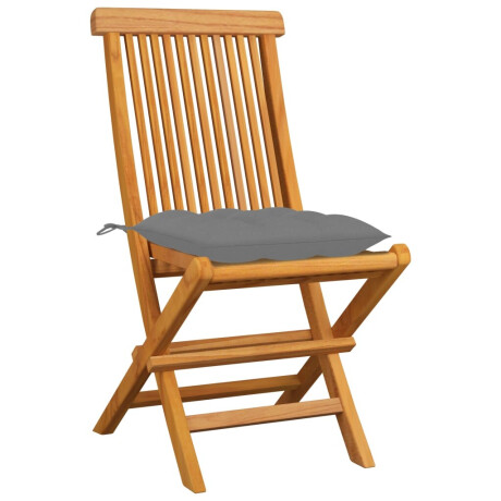 vidaXL Tuinstoelen 4 st met grijze kussens massief teakhout afbeelding2 - 1