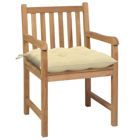 vidaXL Tuinstoelen 2 st met crèmewitte kussens massief teakhout afbeelding2 - 1
