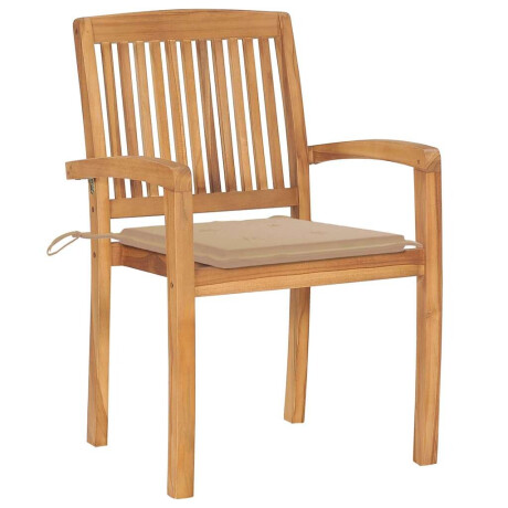 vidaXL Tuinstoelen 2 st met beige kussens massief teakhout afbeelding2 - 1