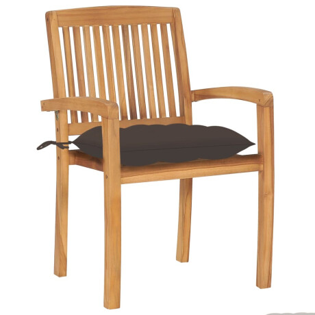 vidaXL Tuinstoelen 2 st met taupe kussens massief teakhout afbeelding2 - 1