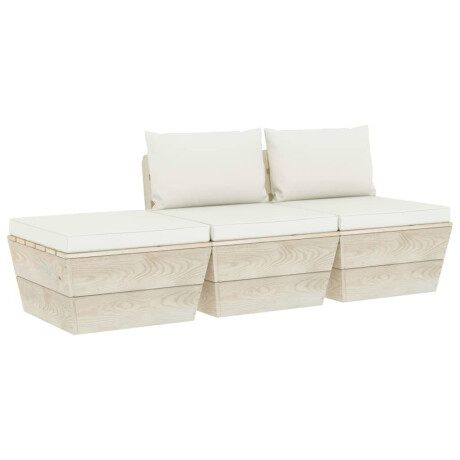 vidaXL 3-delige Loungeset met kussens pallet vurenhout afbeelding2 - 1