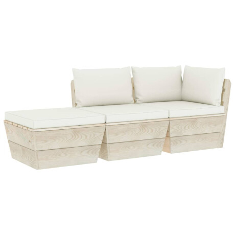 vidaXL 3-delige Loungeset met kussens pallet vurenhout afbeelding2 - 1