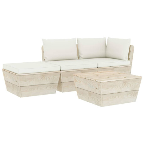 vidaXL 4-delige Loungeset met kussens pallet vurenhout afbeelding2 - 1