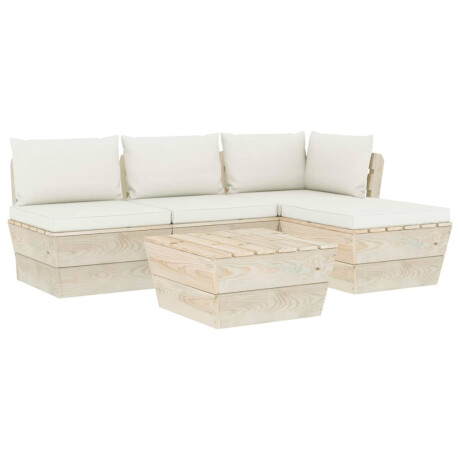 vidaXL 5-delige Loungeset met kussens pallet vurenhout afbeelding2 - 1