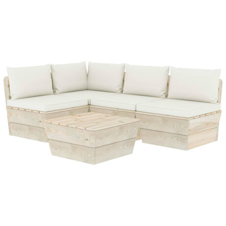vidaXL 5-delige Loungeset met kussens pallet vurenhout afbeelding2 - 1