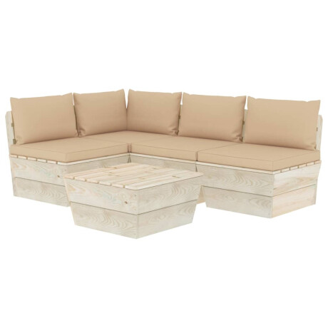 vidaXL 5-delige Loungeset met kussens pallet vurenhout afbeelding2 - 1
