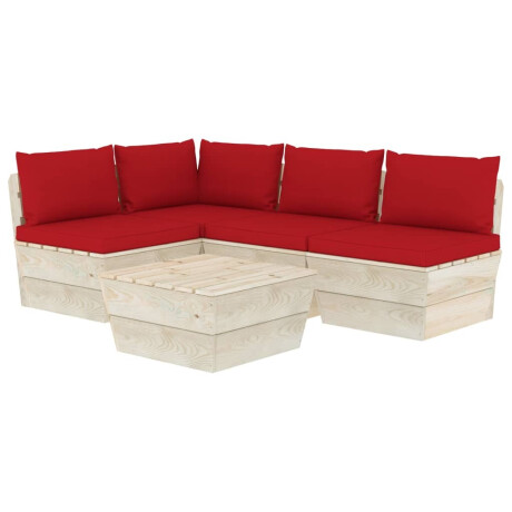 vidaXL 5-delige Loungeset met kussens pallet vurenhout afbeelding2 - 1