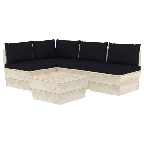 vidaXL 5-delige Loungeset met kussens pallet vurenhout afbeelding2 - 1
