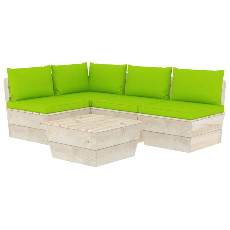 vidaXL 5-delige Loungeset met kussens pallet vurenhout afbeelding2 - 1
