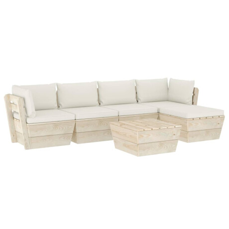 vidaXL 6-delige Loungeset met kussens pallet vurenhout afbeelding2 - 1