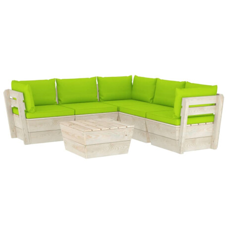 vidaXL 6-delige Loungeset met kussens pallet vurenhout afbeelding2 - 1