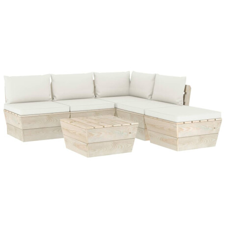 vidaXL 6-delige Loungeset met kussens pallet vurenhout afbeelding2 - 1