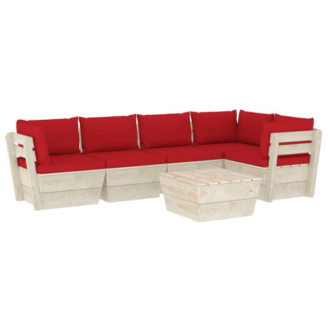 vidaXL 6-delige Loungeset met kussens pallet vurenhout afbeelding2 - 1