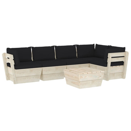 vidaXL 6-delige Loungeset met kussens pallet vurenhout afbeelding2 - 1