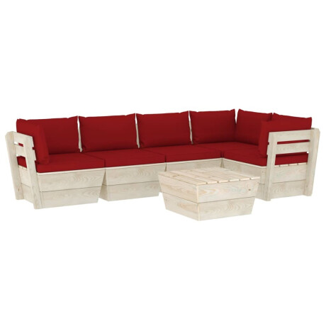 vidaXL 6-delige Loungeset met kussens pallet vurenhout afbeelding2 - 1