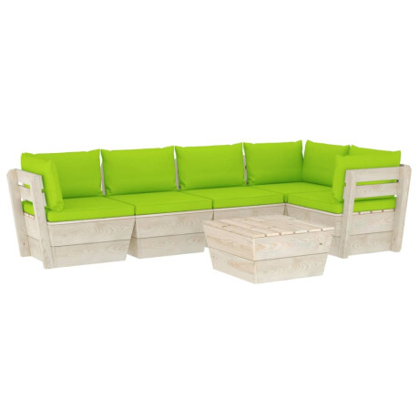 vidaXL 6-delige Loungeset met kussens pallet vurenhout afbeelding2 - 1