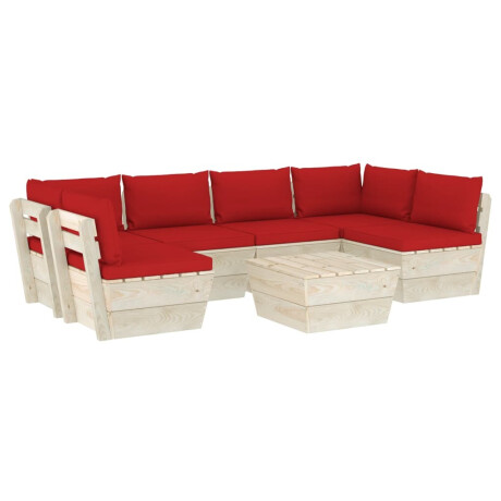 vidaXL 7-delige Loungeset met kussens pallet vurenhout afbeelding2 - 1