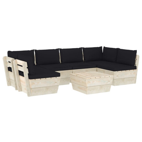 vidaXL 7-delige Loungeset met kussens pallet vurenhout afbeelding2 - 1