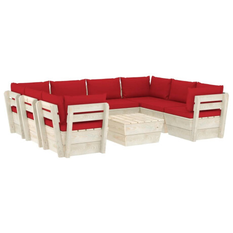 vidaXL 9-delige Loungeset met kussens pallet vurenhout afbeelding2 - 1