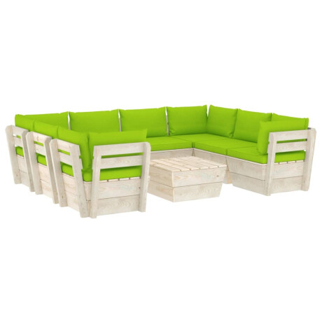 vidaXL 9-delige Loungeset met kussens pallet vurenhout afbeelding2 - 1