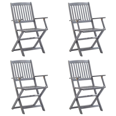 vidaXL Tuinstoelen 4 st inklapbaar met kussens massief acaciahout afbeelding2 - 1