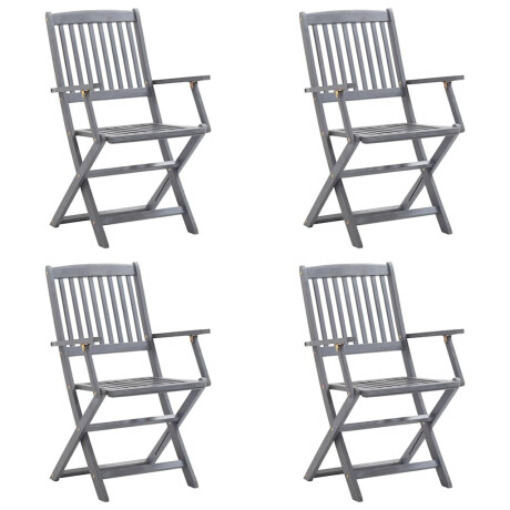 vidaXL Tuinstoelen 4 st inklapbaar met kussens massief acaciahout afbeelding2 - 1