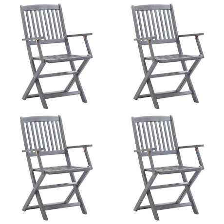vidaXL Tuinstoelen 4 st inklapbaar met kussens massief acaciahout afbeelding2 - 1