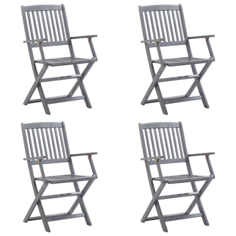 vidaXL Tuinstoelen 4 st inklapbaar met kussens massief acaciahout afbeelding2 - 1
