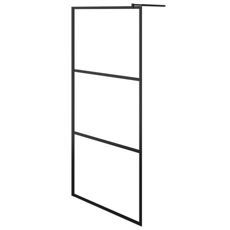 vidaXL Inloopdouchewand transparant 80x195 cm ESG-glas zwart afbeelding2 - 1