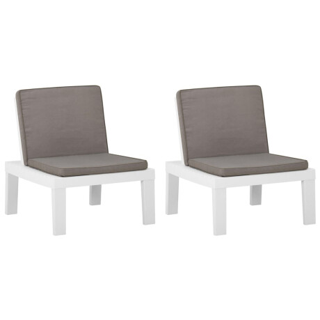 vidaXL Loungestoelen 2 st met kussens kunststof wit afbeelding2 - 1