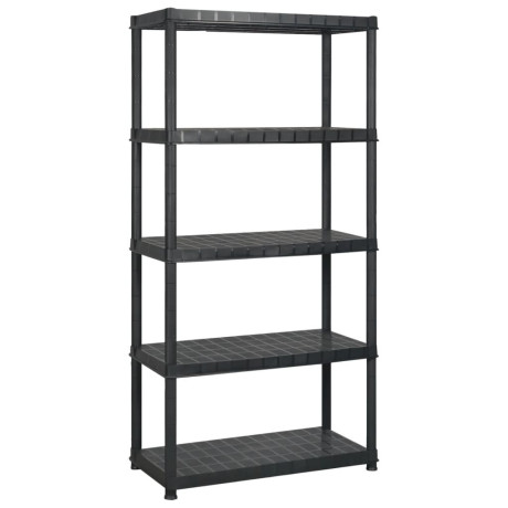vidaXL Opbergrek 5-laags 255x40x185 cm kunststof zwart afbeelding2 - 1