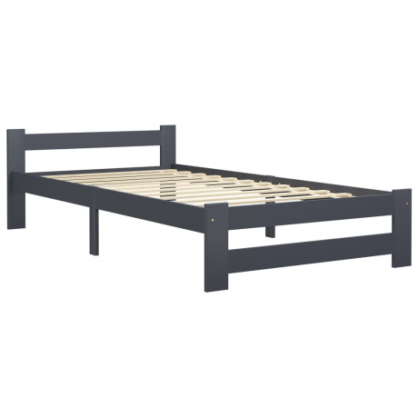 vidaXL Bedframe massief grenenhout donkergrijs 90x200 cm afbeelding2 - 1