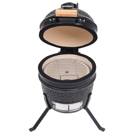 vidaXL Kamado barbecue 2-in-1 56 cm keramiek zwart afbeelding2 - 1