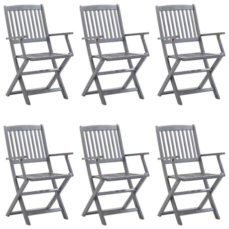 vidaXL Tuinstoelen 6 st inklapbaar met kussens massief acaciahout afbeelding2 - 1