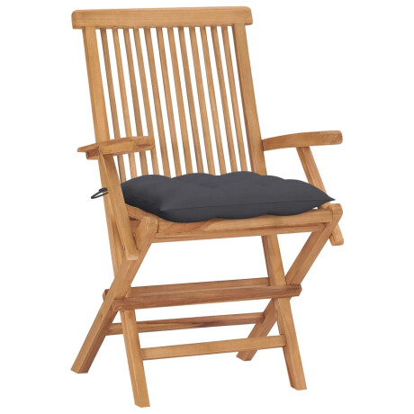 vidaXL Tuinstoelen 4 st met antracietkleurige kussens massief teakhout afbeelding2 - 1