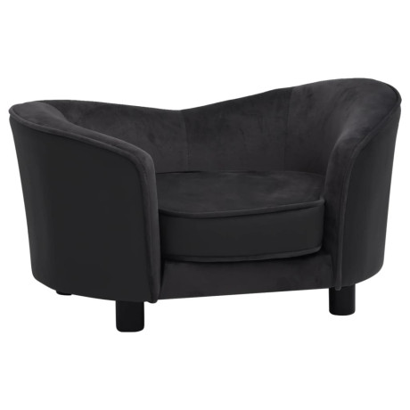 vidaXL Hondenbank 69x49x40 cm pluche en kunstleer zwart afbeelding2 - 1