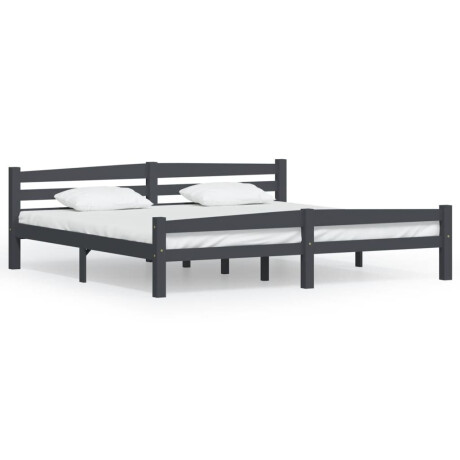 vidaXL Bedframe massief grenenhout donkergrijs 200x200 cm afbeelding2 - 1