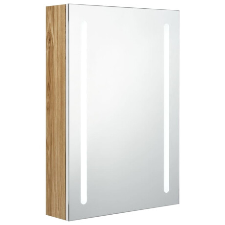 vidaXL Badkamerkast met spiegel en LED 50x13x70 cm wit en eikenkleurig afbeelding2 - 1