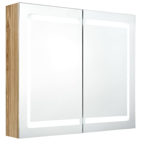 vidaXL Badkamerkast met spiegel en LED 80x12x68 cm eikenkleurig afbeelding2 - 1