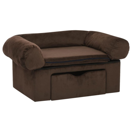 vidaXL Hondenbank met lade 75x50x38 cm pluche bruin afbeelding2 - 1