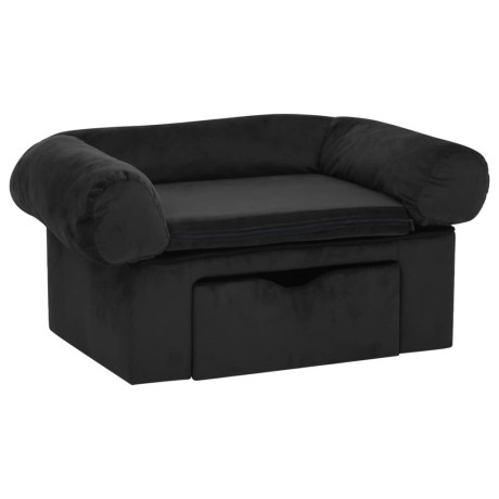 vidaXL Hondenbank met lade 75x50x38 cm pluche zwart afbeelding2 - 1