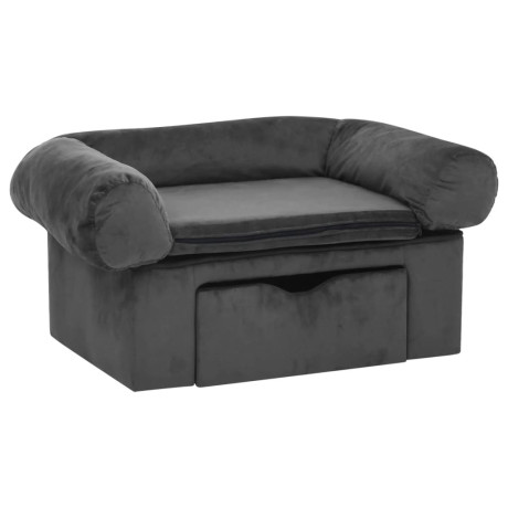vidaXL Hondenbank met lade 75x50x38 cm pluche donkergrijs afbeelding2 - 1