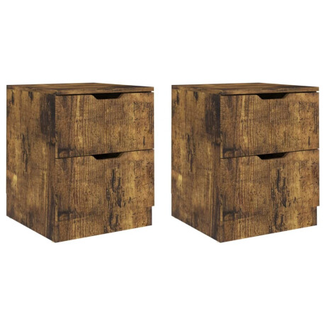 vidaXL Nachtkastjes 2 st 40x40x50 cm bewerkt hout gerookt eikenkleurig afbeelding2 - 1